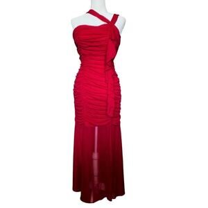 Y2k fiesta red ruched sexy bodycon maxi dress